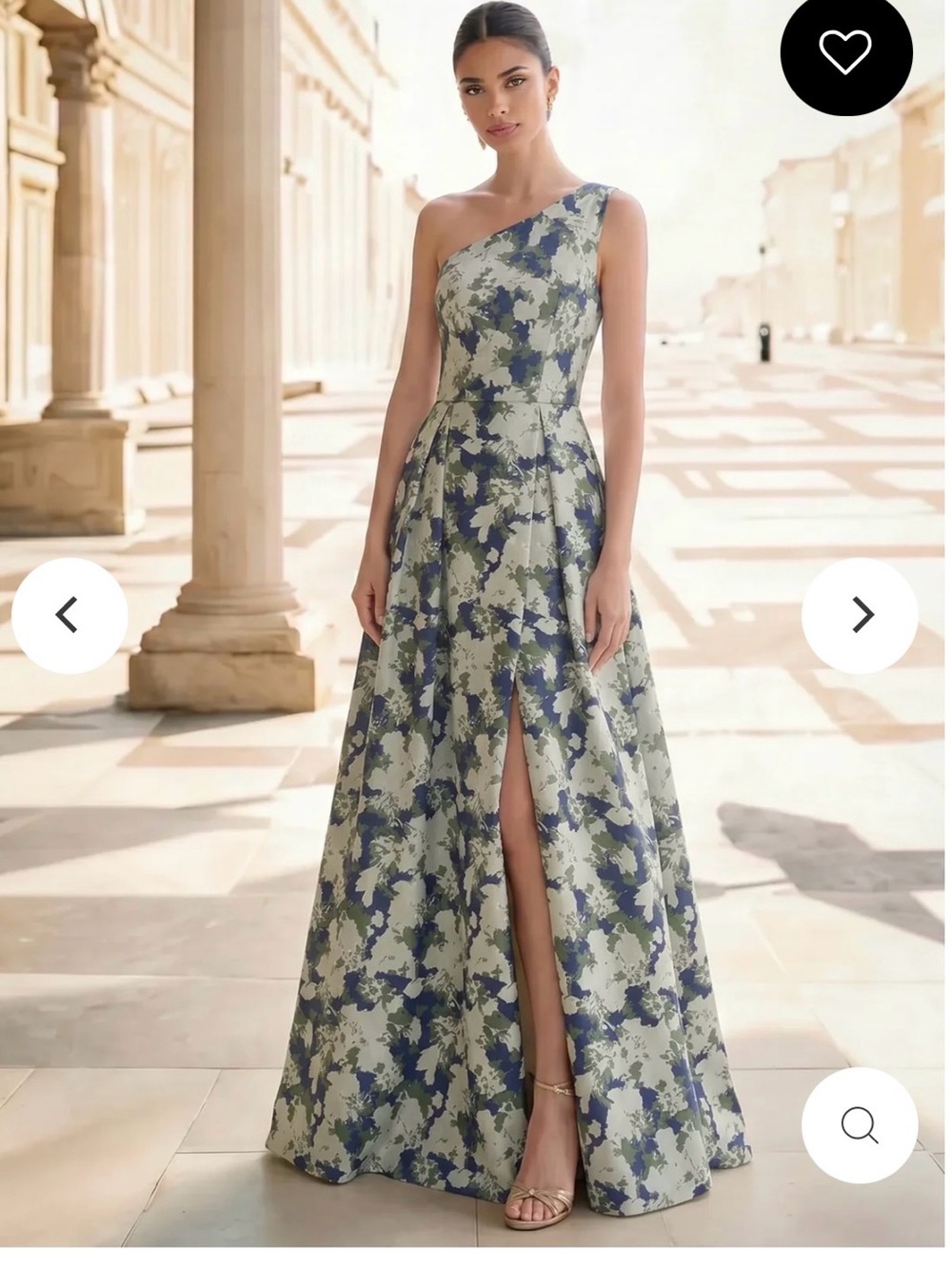 A-Line One-Shoulder Blue & White Floral Jumpsuit- NEW WITH TAG NEVER WORN
